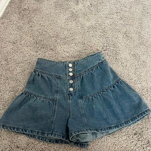 Classic Blue High-Waisted Denim Shorts